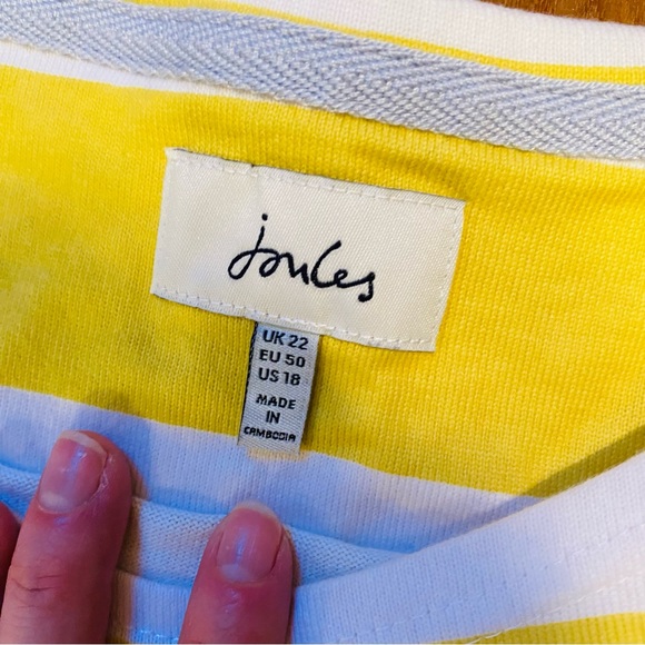 Joules Lemon Border Floral Riviera‎ Print Jersey Dress Preppy Yellow - Picture 7 of 9